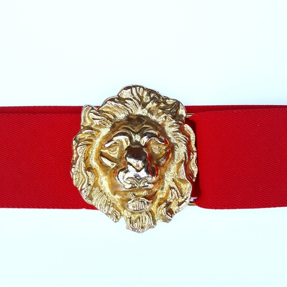 Vintage Red Belt with Golden Lion Heads main image 5